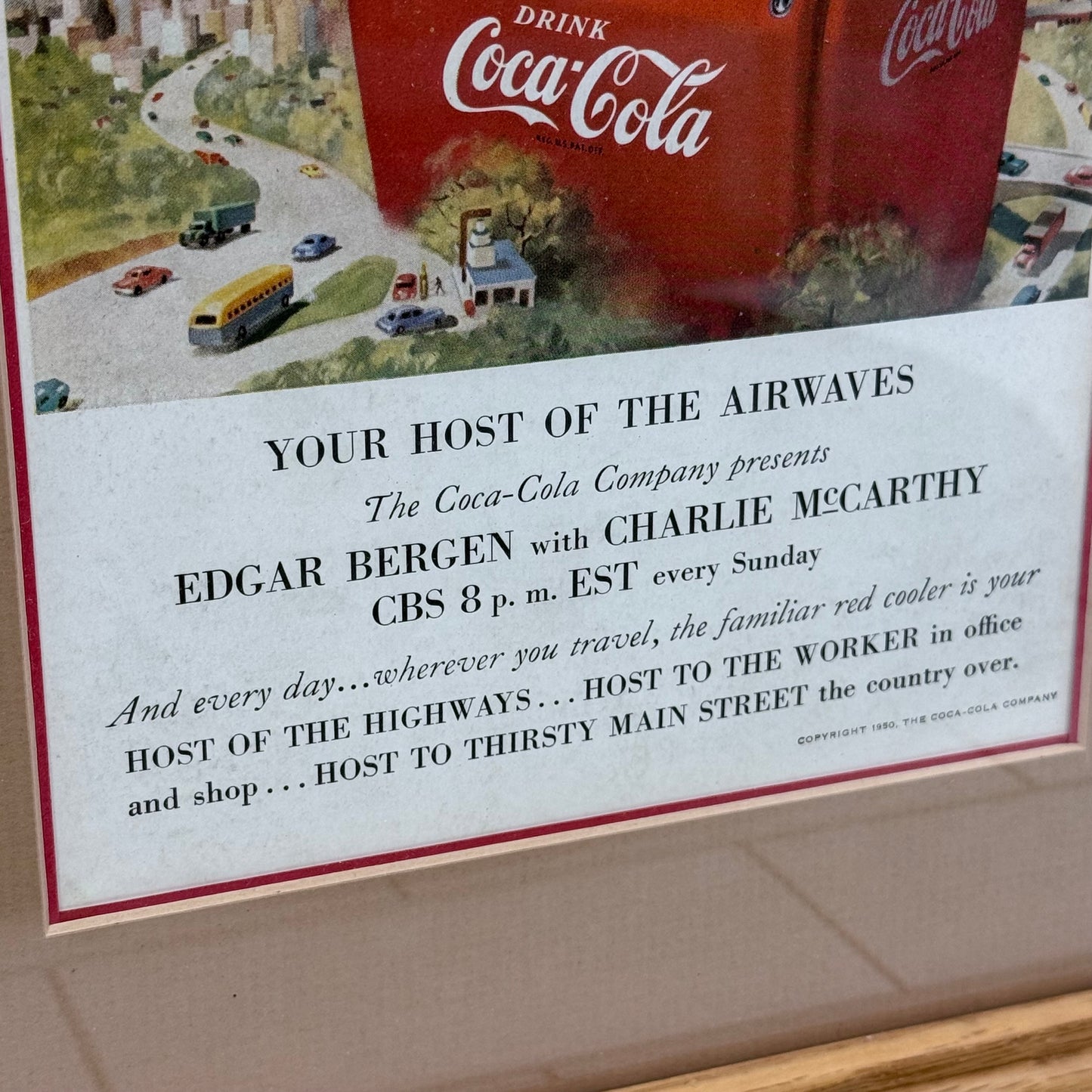 Coca-Cola Original Framed Print Advertisements Set of 2 1950