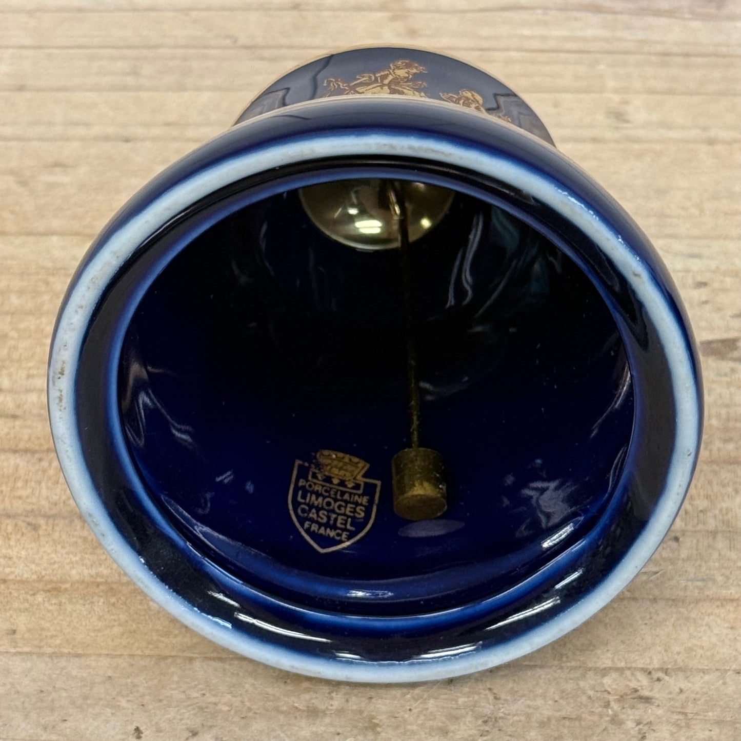 Limoges Castel France Cobalt Blue Porcelain Bell & Dish Set