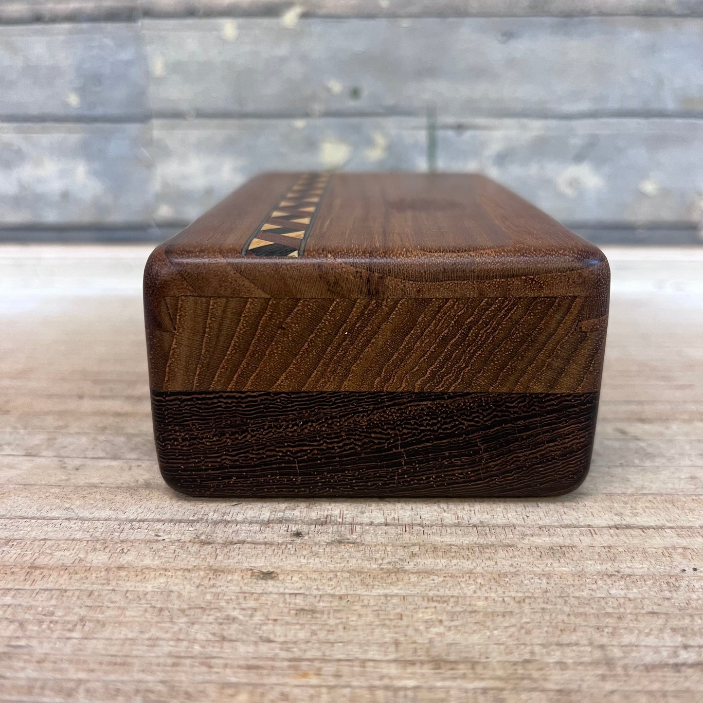 Wood Marquetry Slide Box, Handcrafted