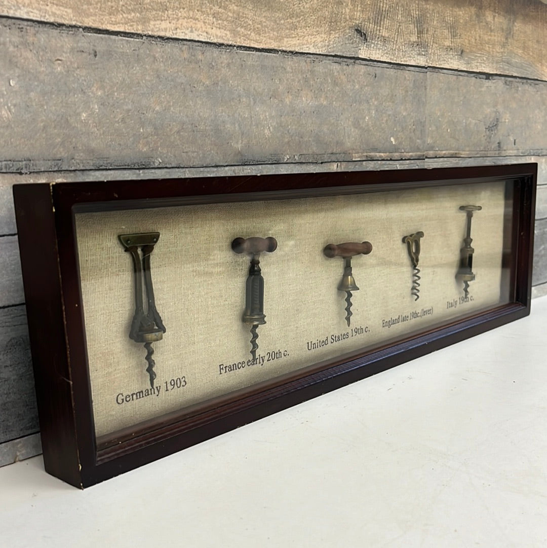 Creative Co-op Antique Corkscrew Replica Shadow Box