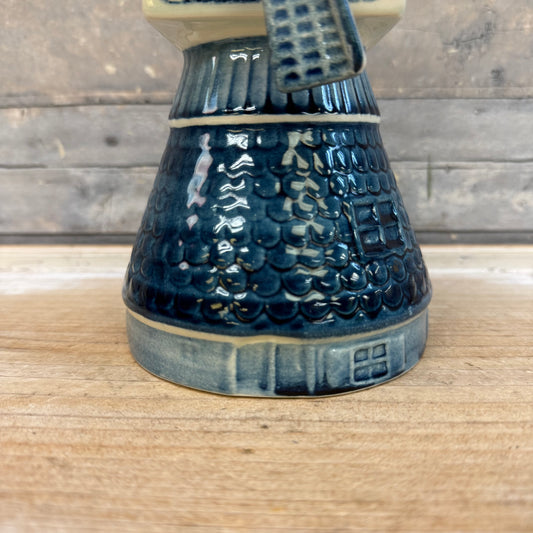 Blauw Delfts Hand Painted Ceramic Windmill Music Box, 1980s