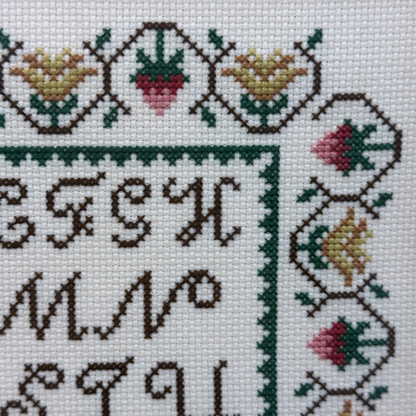 Fruit Basket Alphabet Sampler Cross Stitch Art 1984