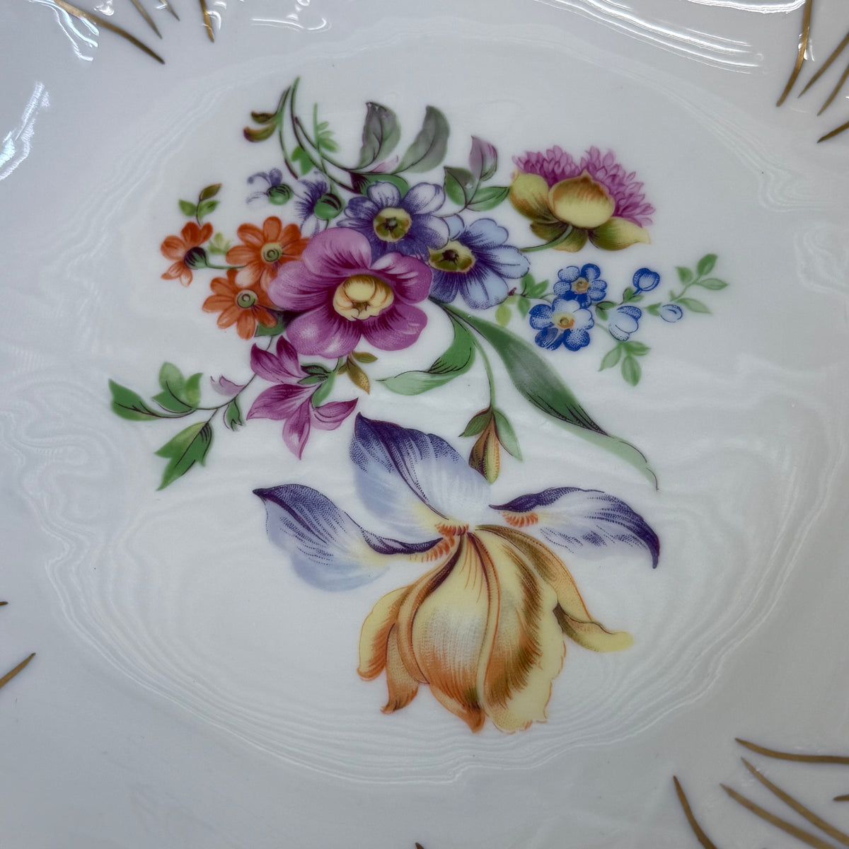 Reichenbach Floral Porcelain Footed Bowl 1970s