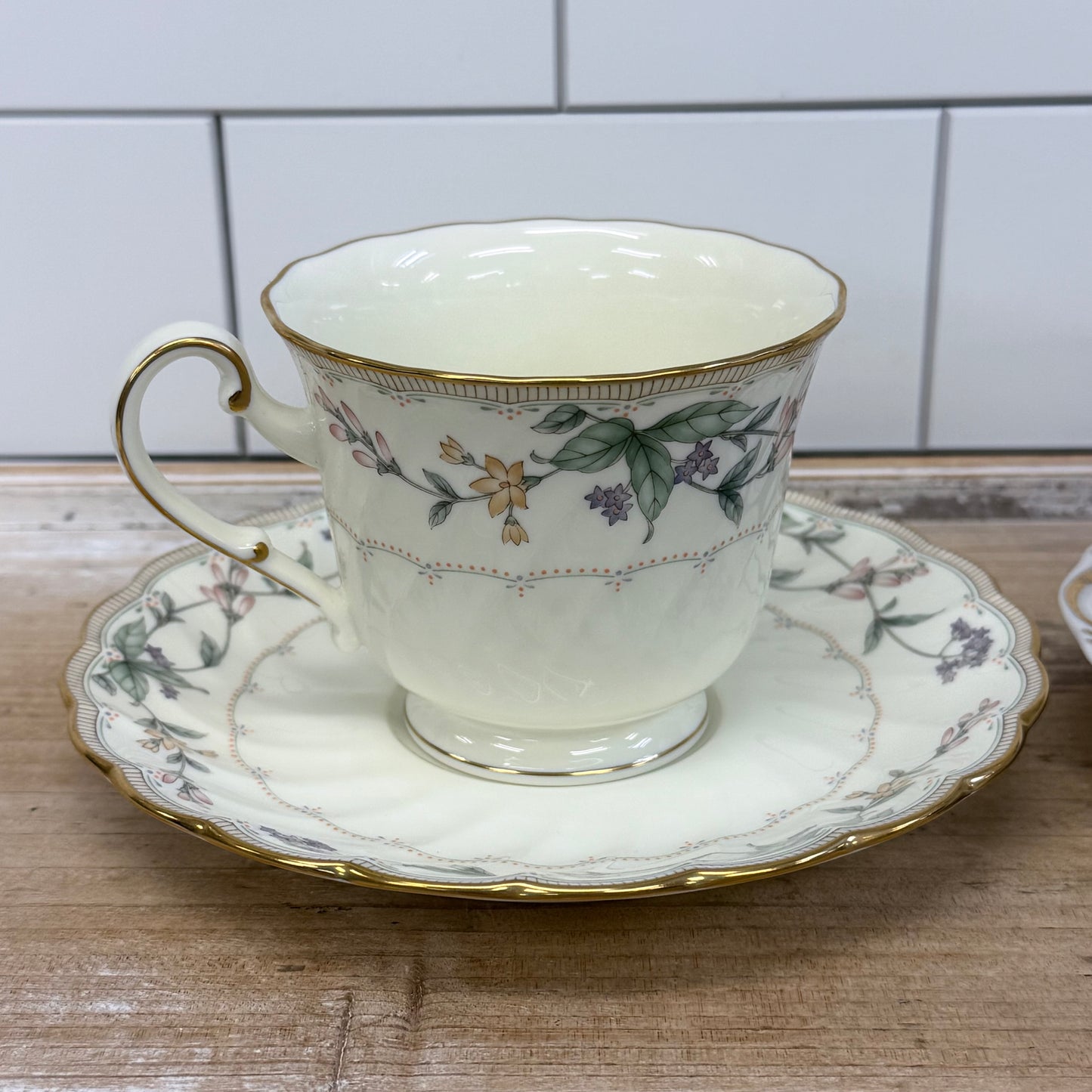 Bone China Teacup & Saucer Lot of 4 Vintage c.1950s-1970s