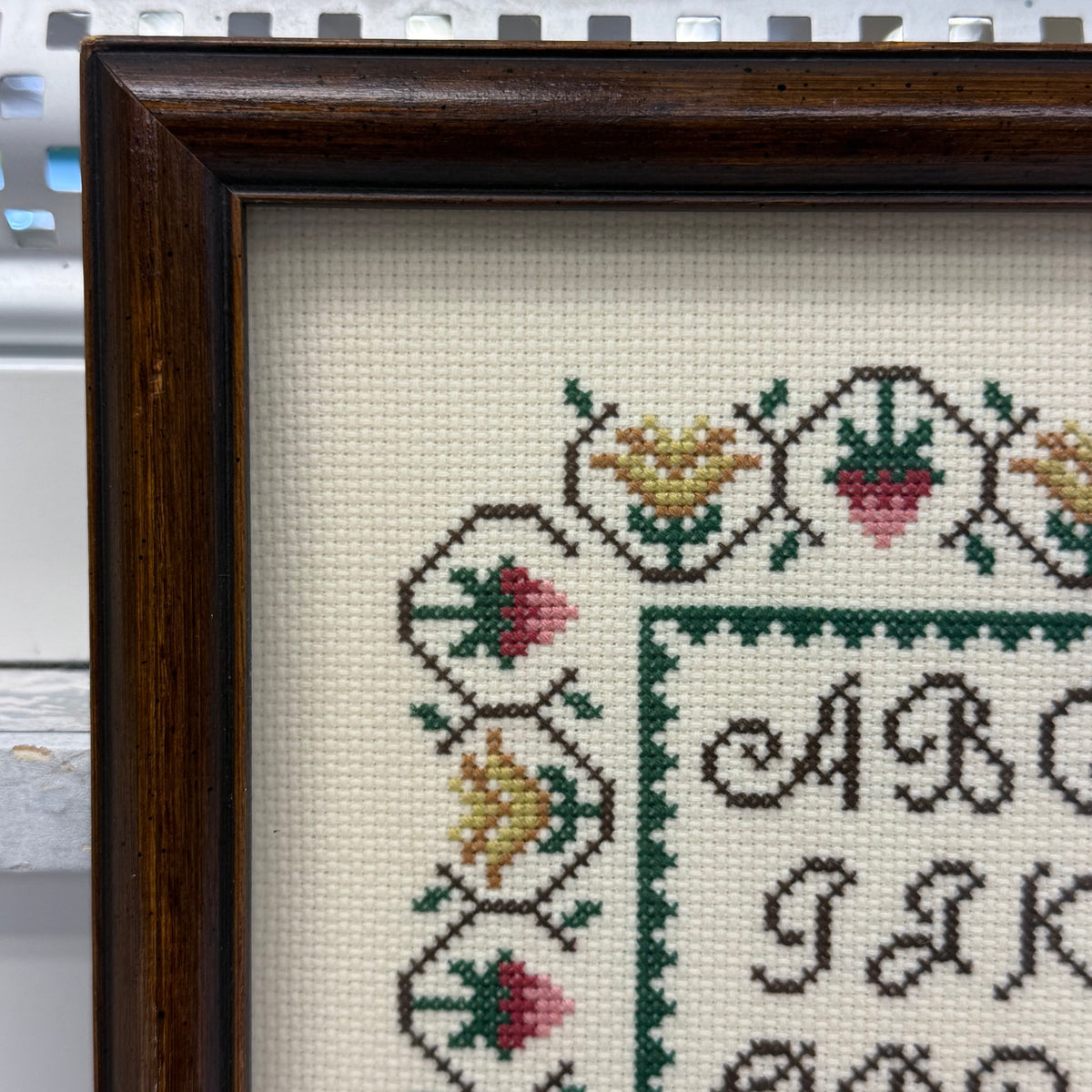 Fruit Basket Alphabet Sampler Cross Stitch Art 1984