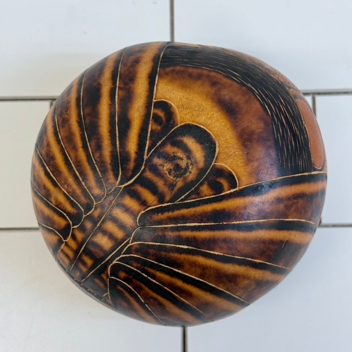 Lucuma Designs Peruvian Carved Gourd Owl Folk Art Box