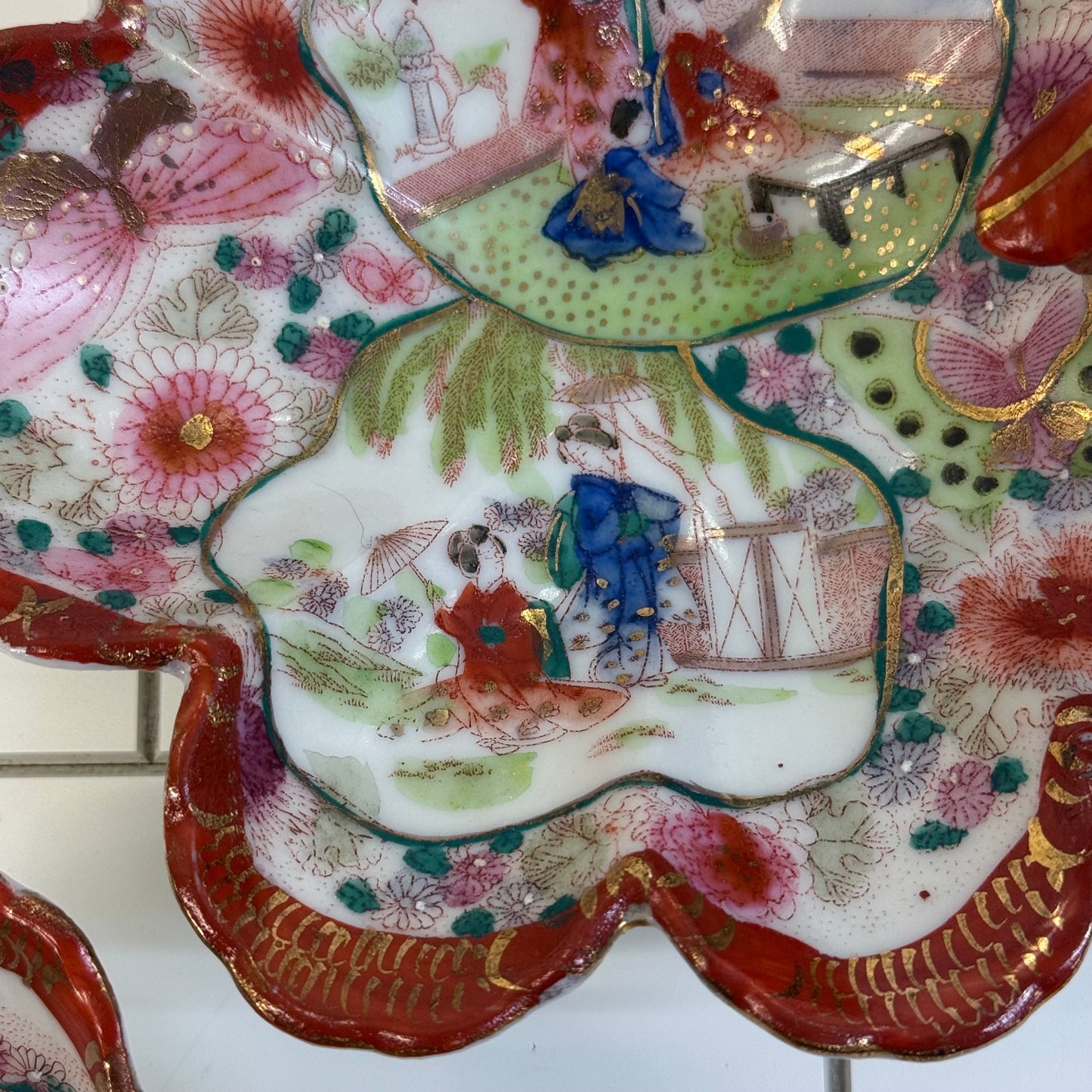 Japanese Geisha Porcelain Nappy Dishes Set of 2 1920s–30s