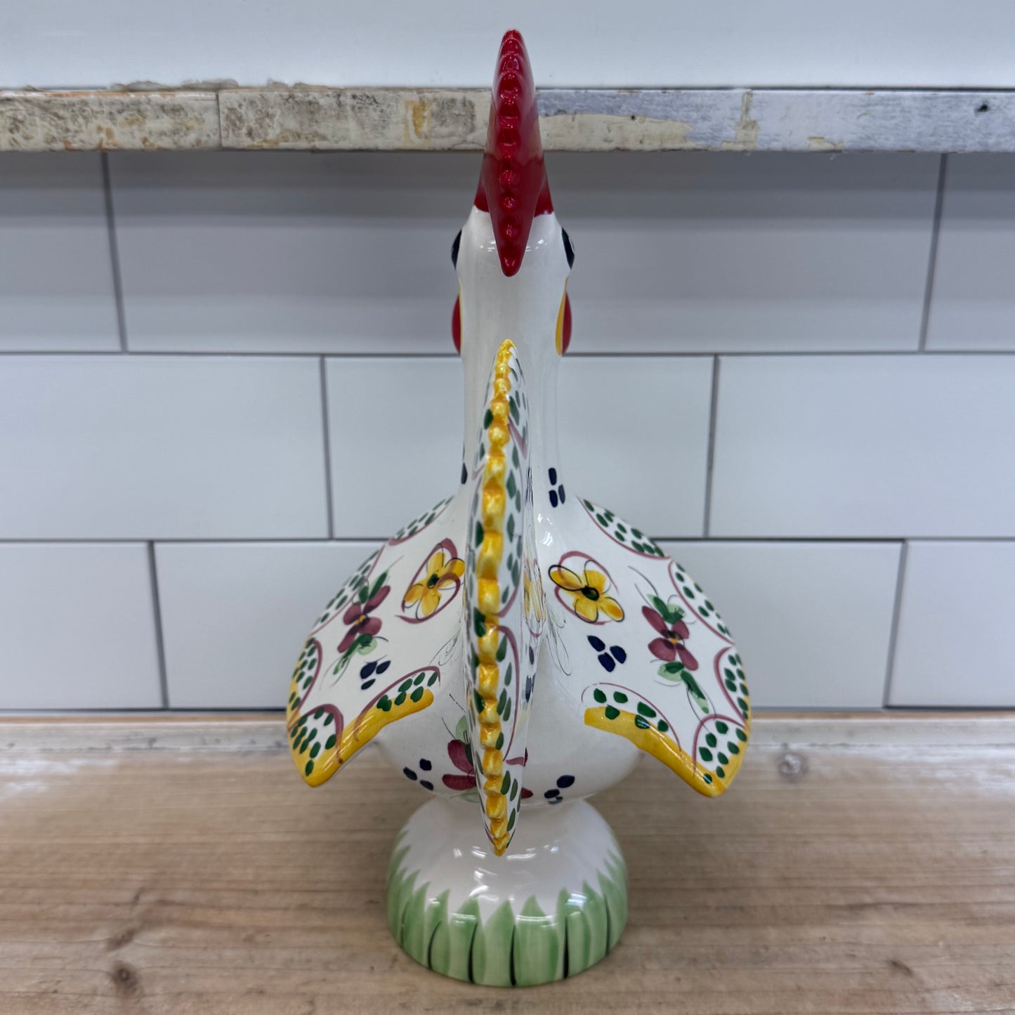 Portuguese Hand Painted Ceramic Rooster Figurine Folk Art