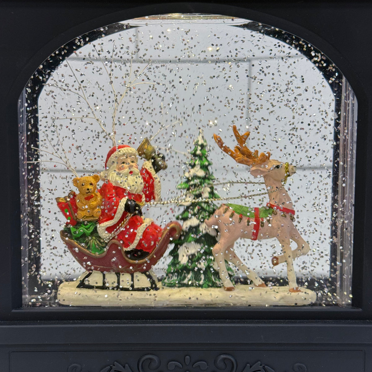 RAZ Imports Santa Reindeer Lighted Snow Globe Lantern Christmas