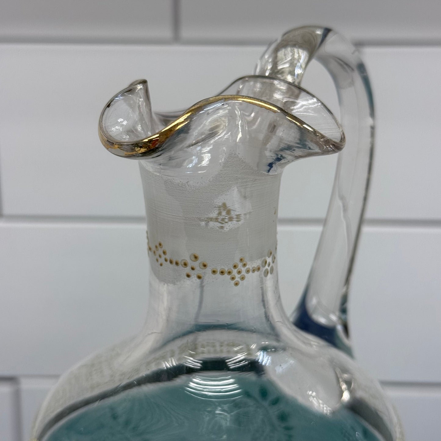 Frosted Glass Decanter & Cordial Set Mid-Century Drinkware