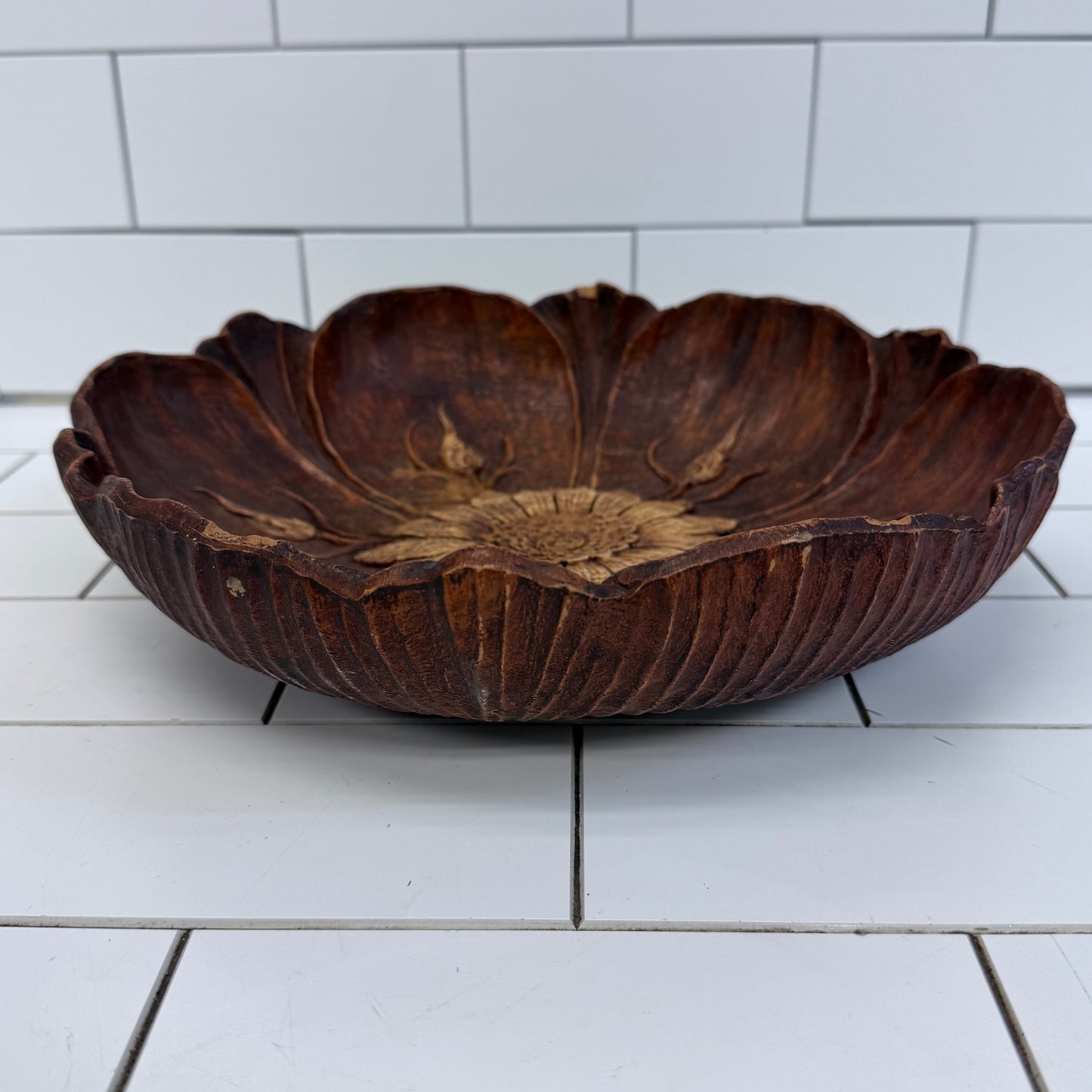 Syroco Wood Composite Flower Bowl 1946 Decor