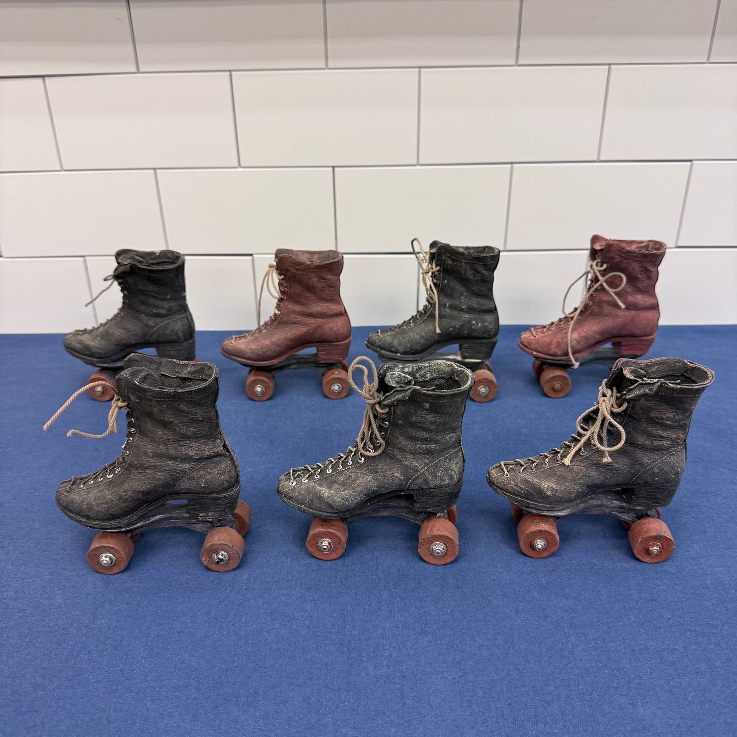 Vintage Roller Skate Figurines Set of 7 Resin Retro Rink Decor