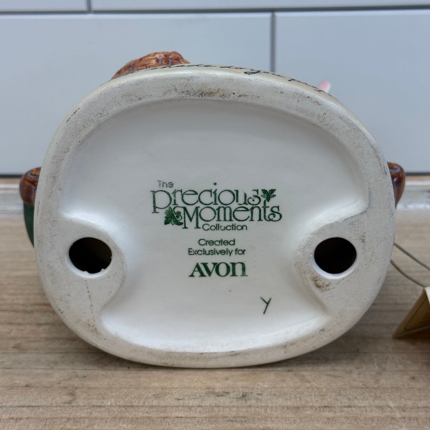 Avon Precious Moments Rabbit Teatime Figurine 1980