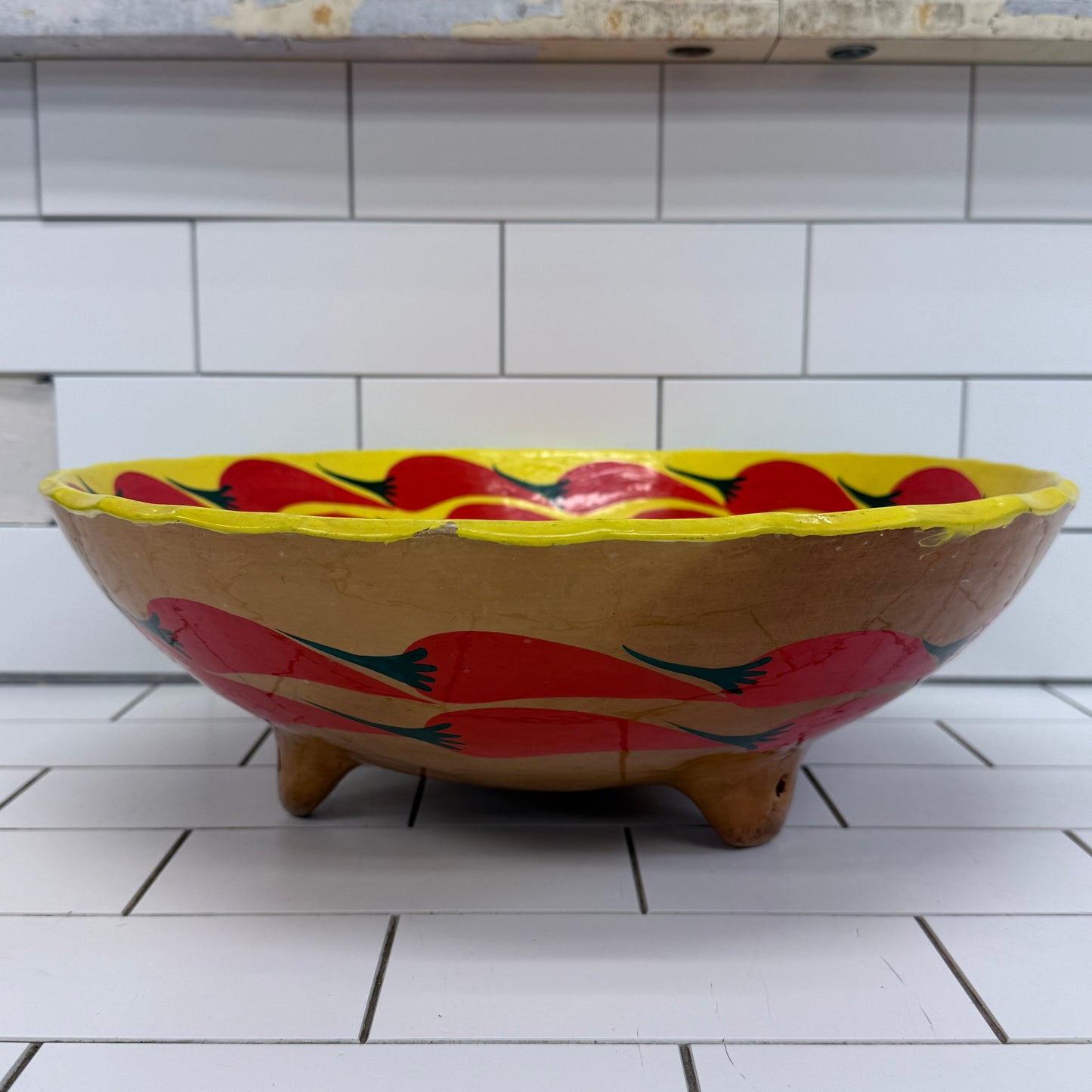 Mexican Art Pottery Chili Pepper Serving Bowl