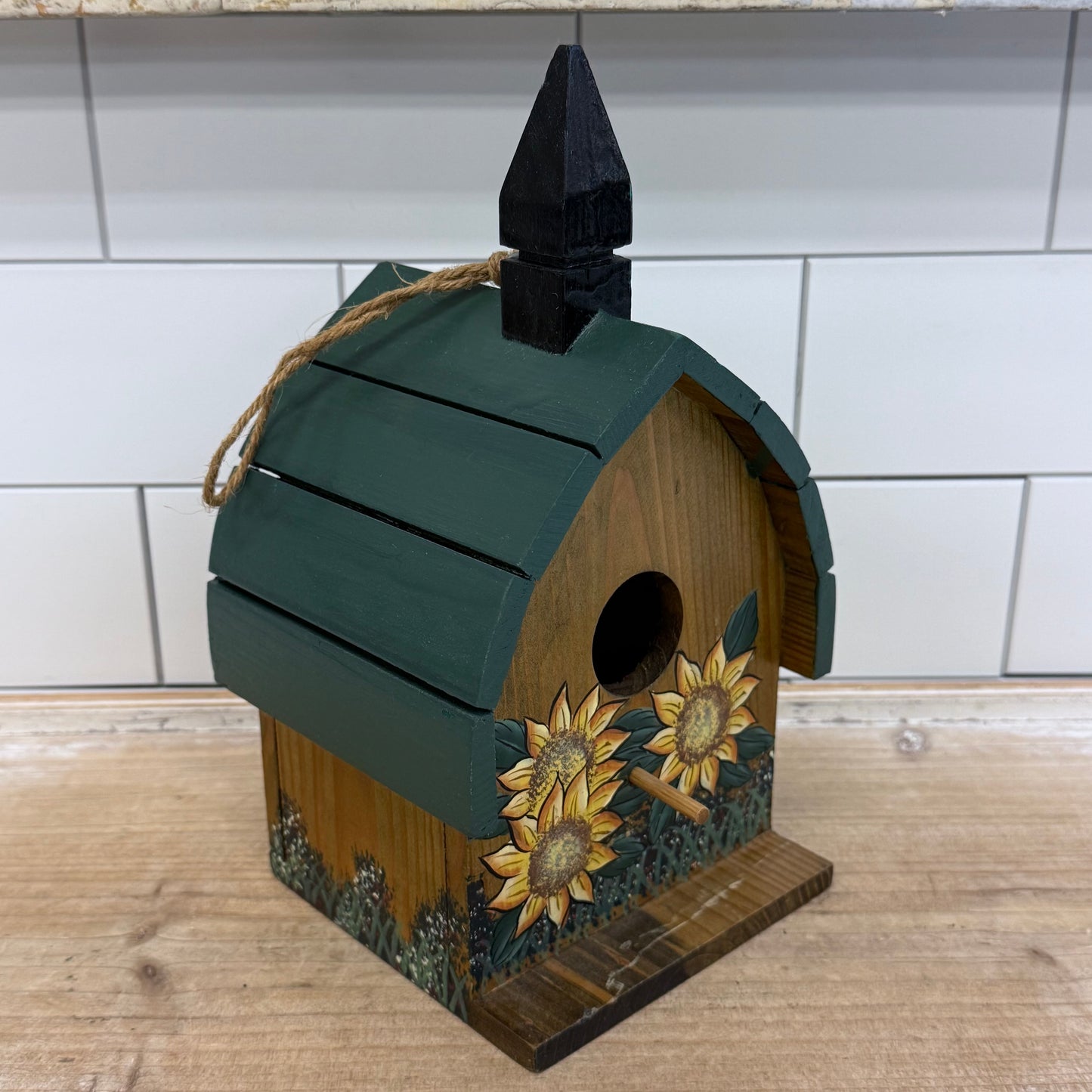 Sunflower Church Birdhouse Painted Wood Farmhouse Folk Art