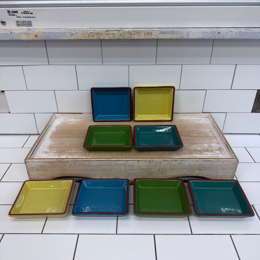 Colorful Appetizer Plates Set of 8 Ceramic