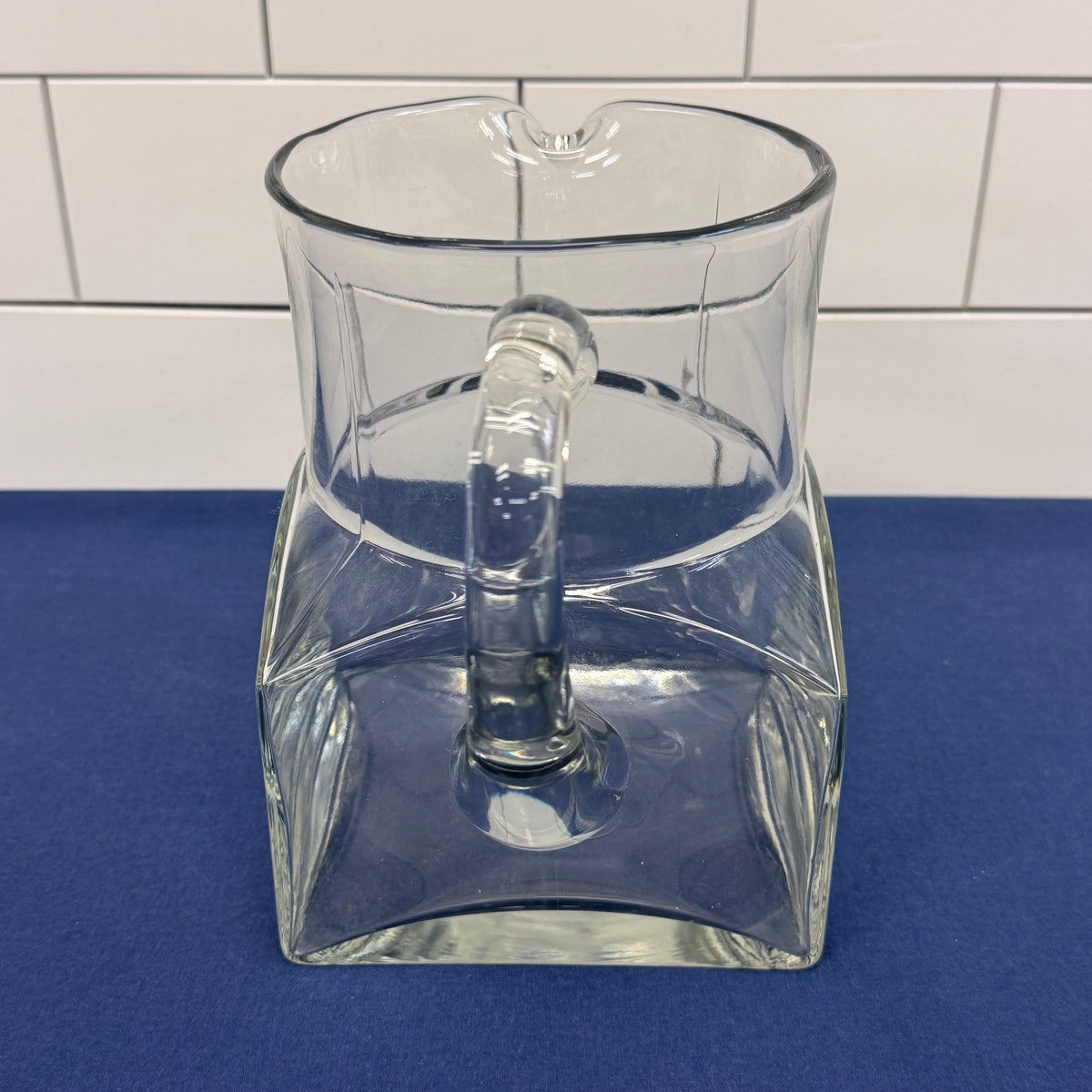 Clear Glass Square Base Pitcher Geometric Water Tea Serving Jug