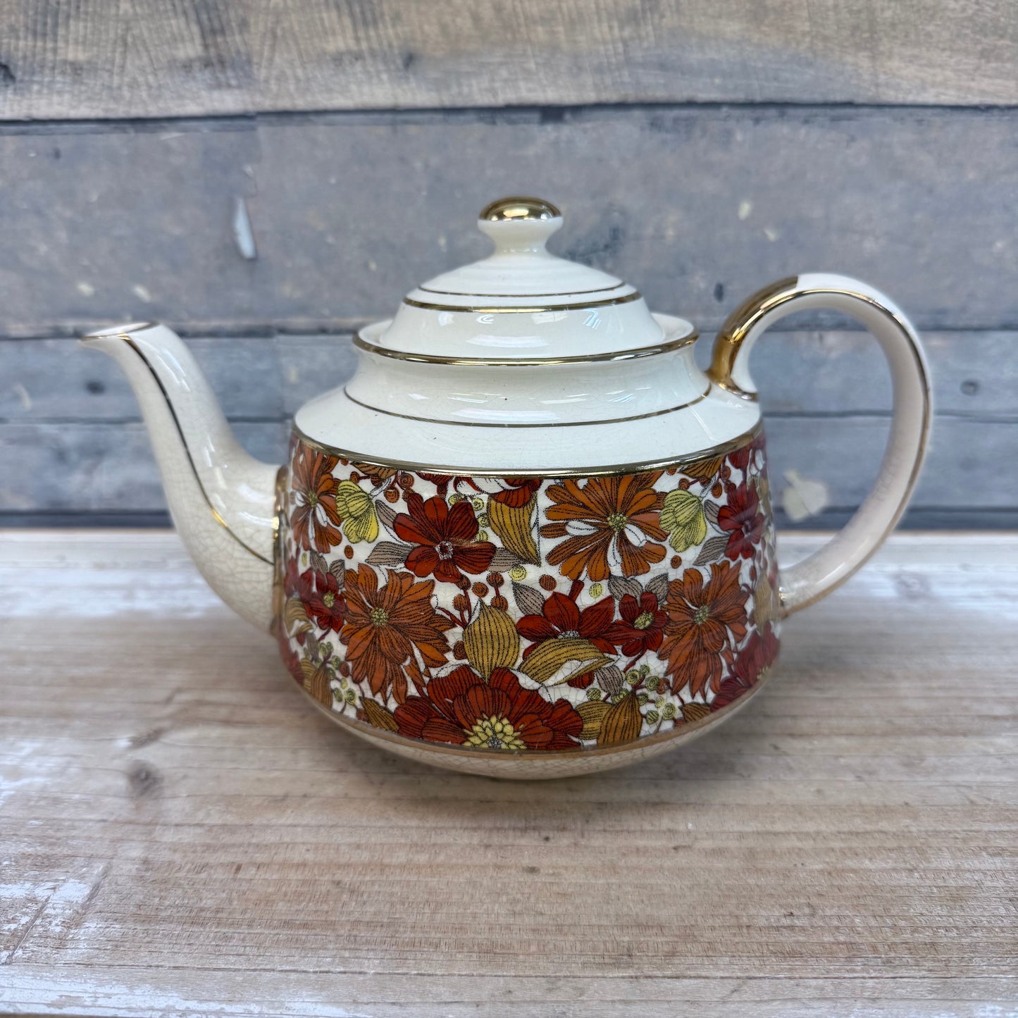 Sadler Floral Porcelain Teapot, Rare Pattern 1940s