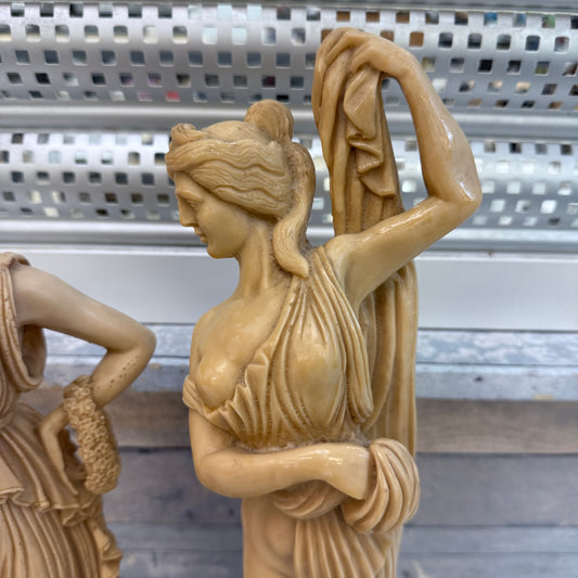 Greek Goddess Resin Statues Signed, Set of 2