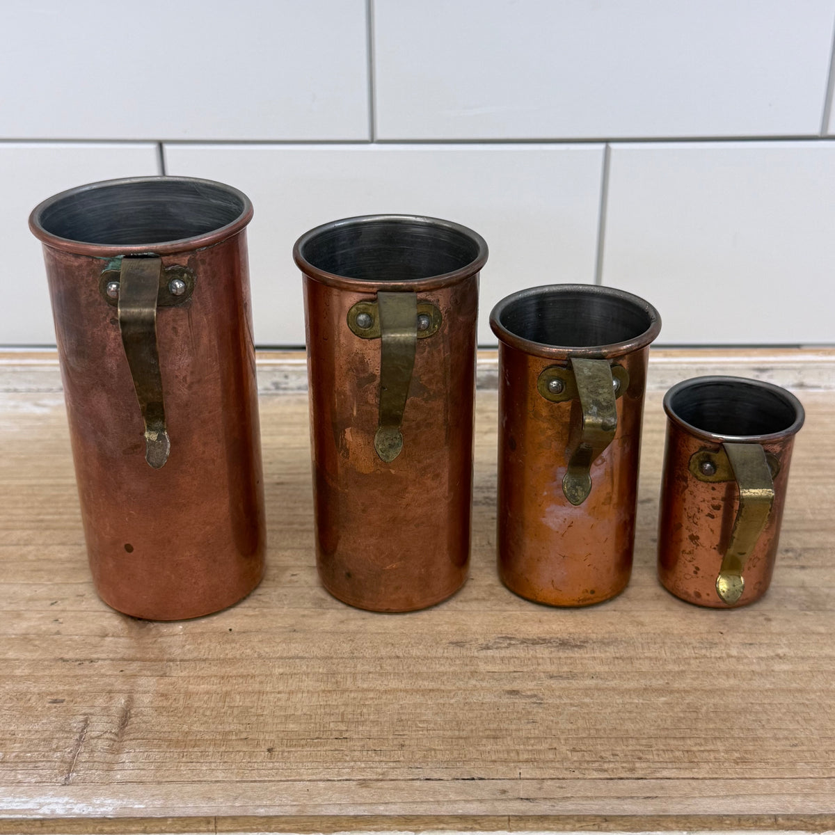 Copper Nesting Measuring Cups Set of 4 Rustic Kitchen