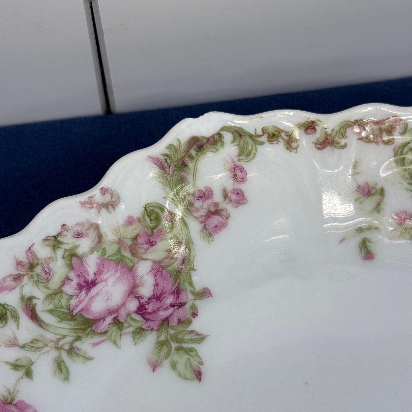 Antique Z.S. & Co. Bavaria Pink Rose Salad Plates Set of 3