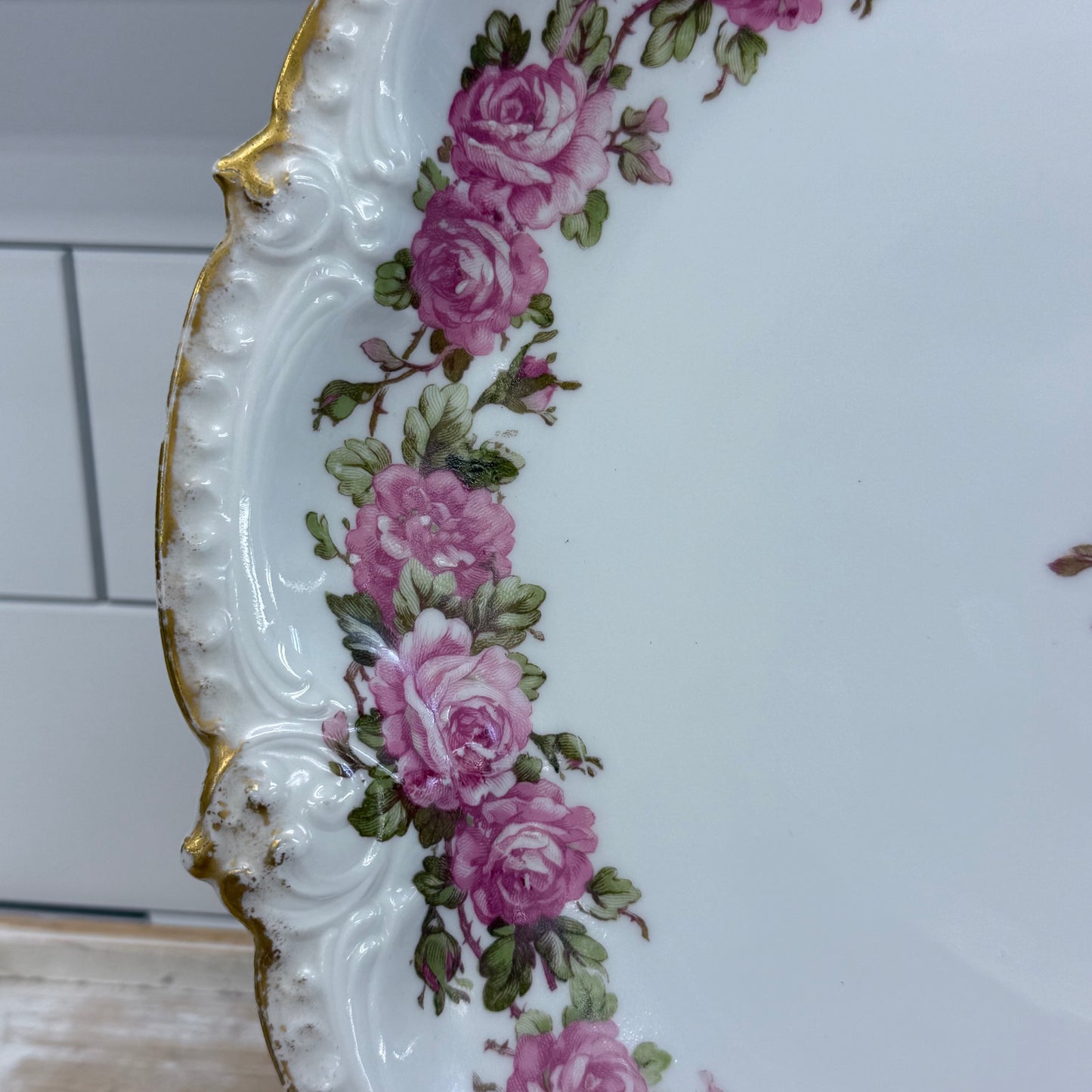 GDA Limoges Serving Dish Rose Gilt Porcelain Platter Antique c.1900