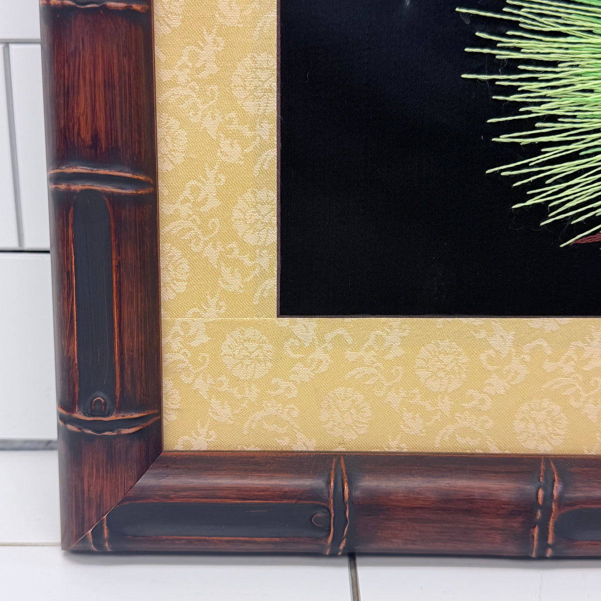 Crane Bird Embroidery Pine Tree Asian Style Textile Wall Art
