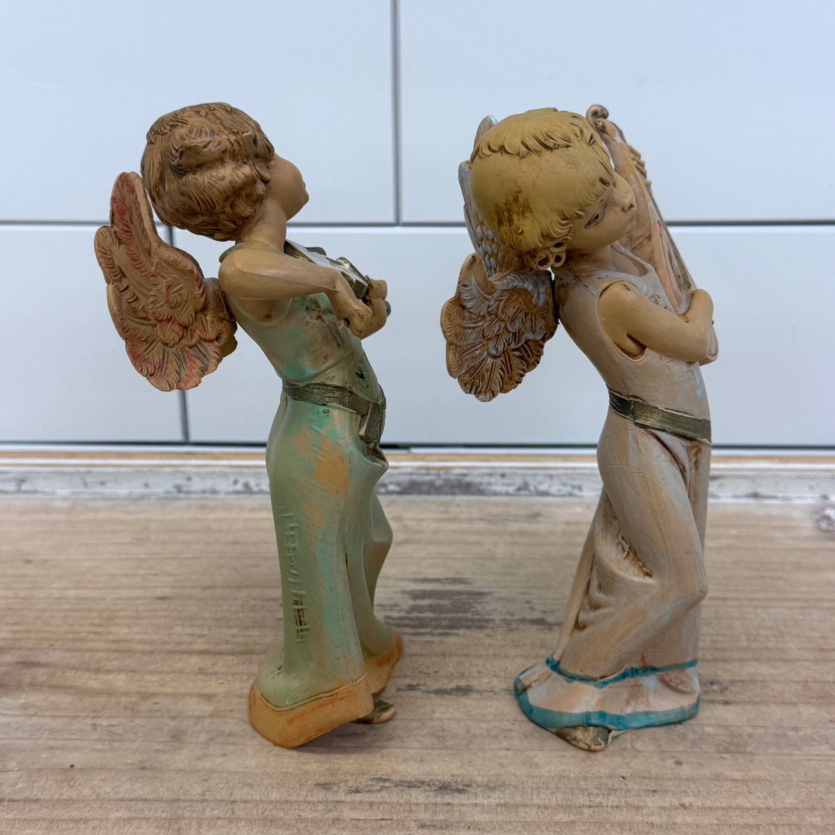 Depose Italy Angel Musician Figurine Pair