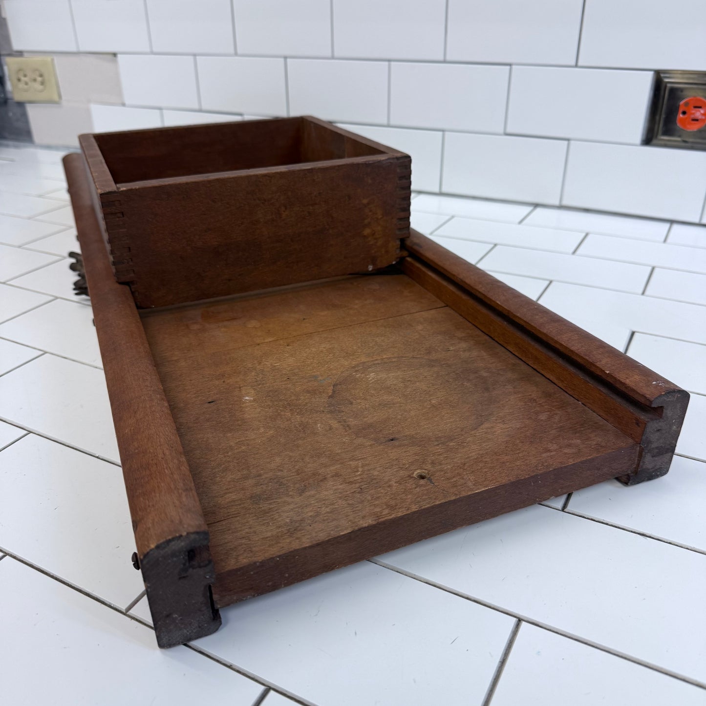 Antique Kraut Cutter Cabbage Slicer with Collection Box