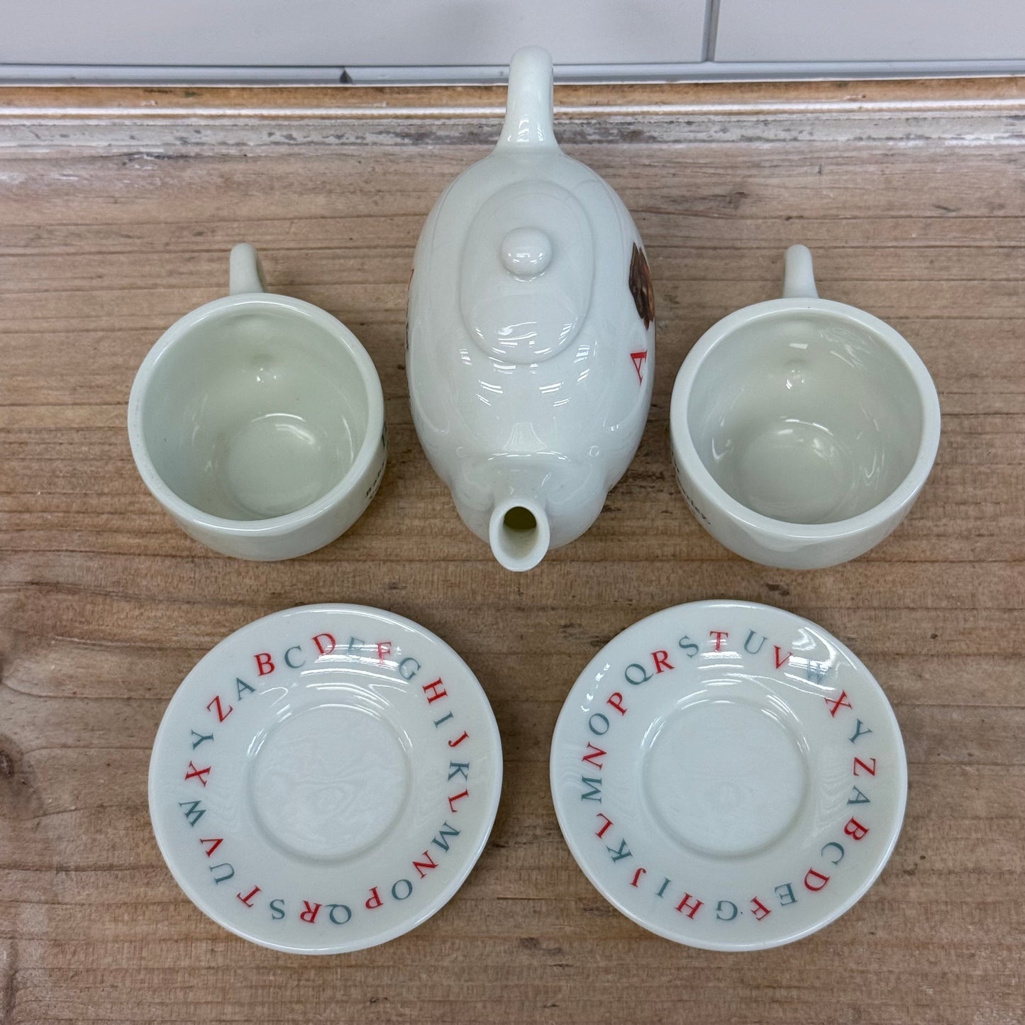 Midwest Cannon Falls Alphabet Bear Child Tea Set Porcelain