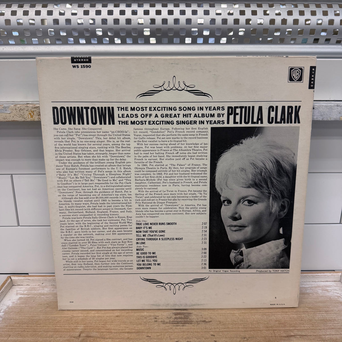 Petula Clark Downtown Vinyl LP 1965 -- WS 1590