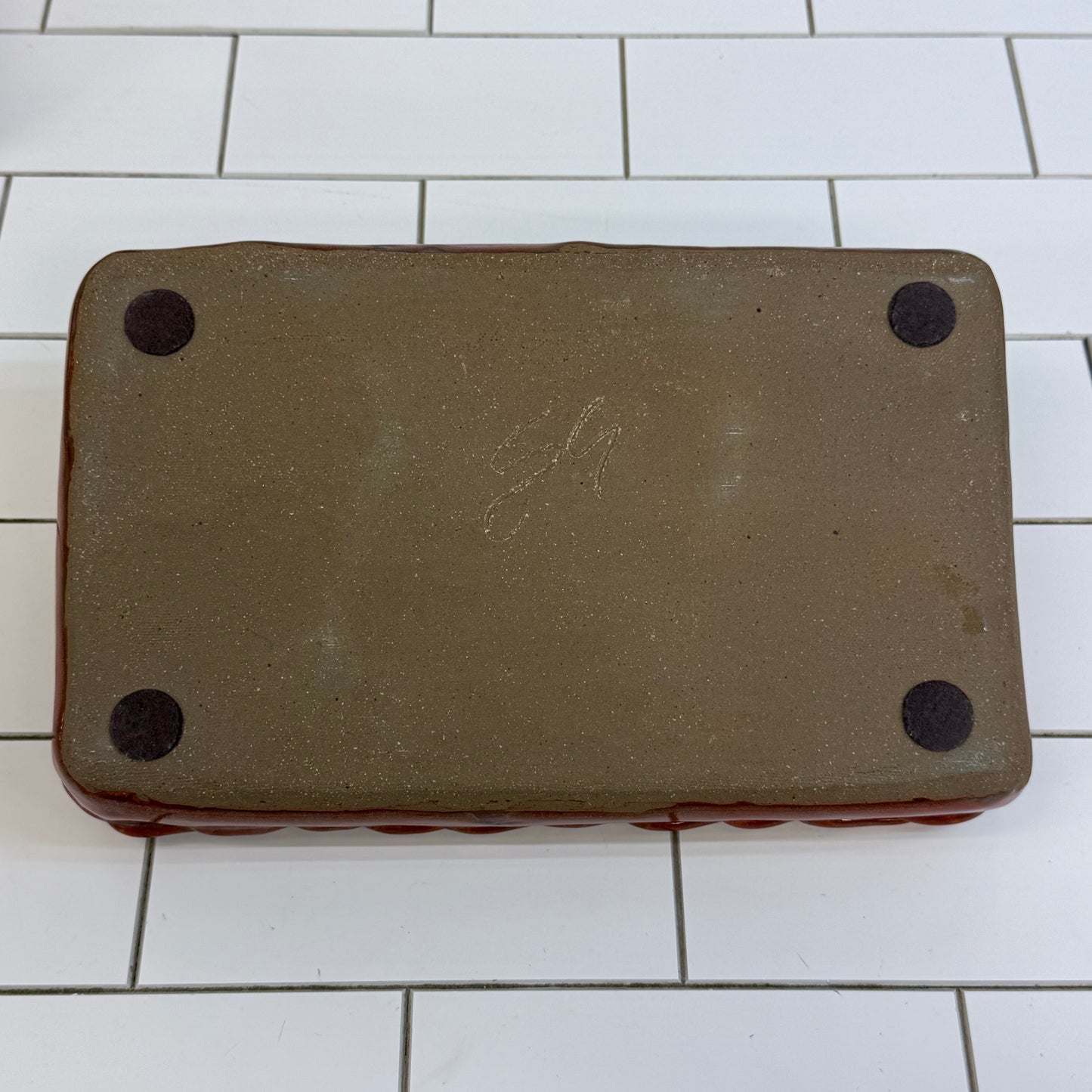 Vintage Studio Art Pottery Divided Serving Tray Signed Stoneware
