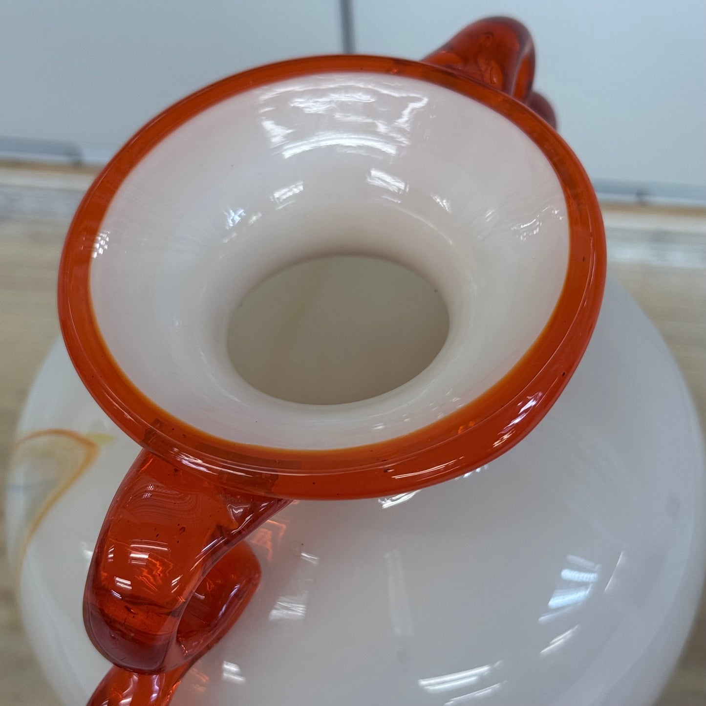 Vintage Murano Style Applied Handle Art Glass Vase