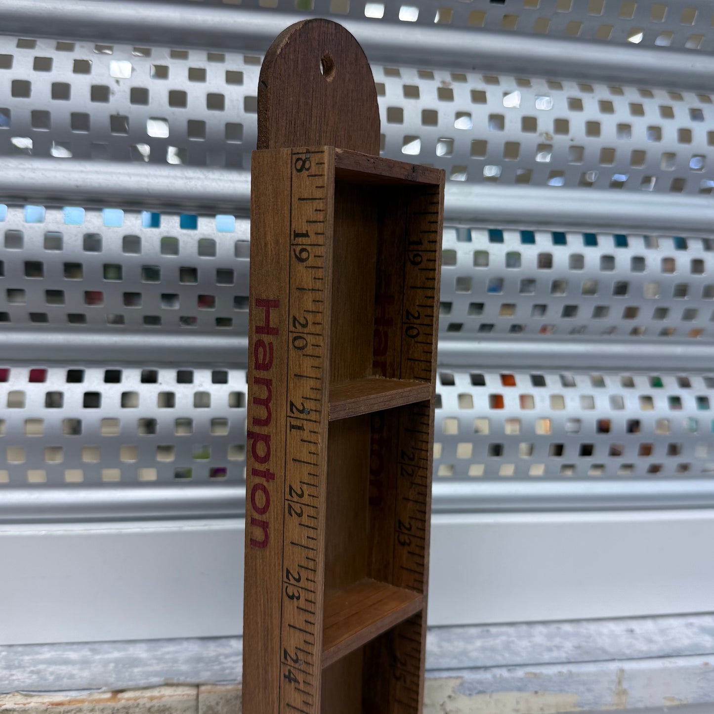 Handcrafted Yardstick Wall Shelf Wooden Miniature Display Rack