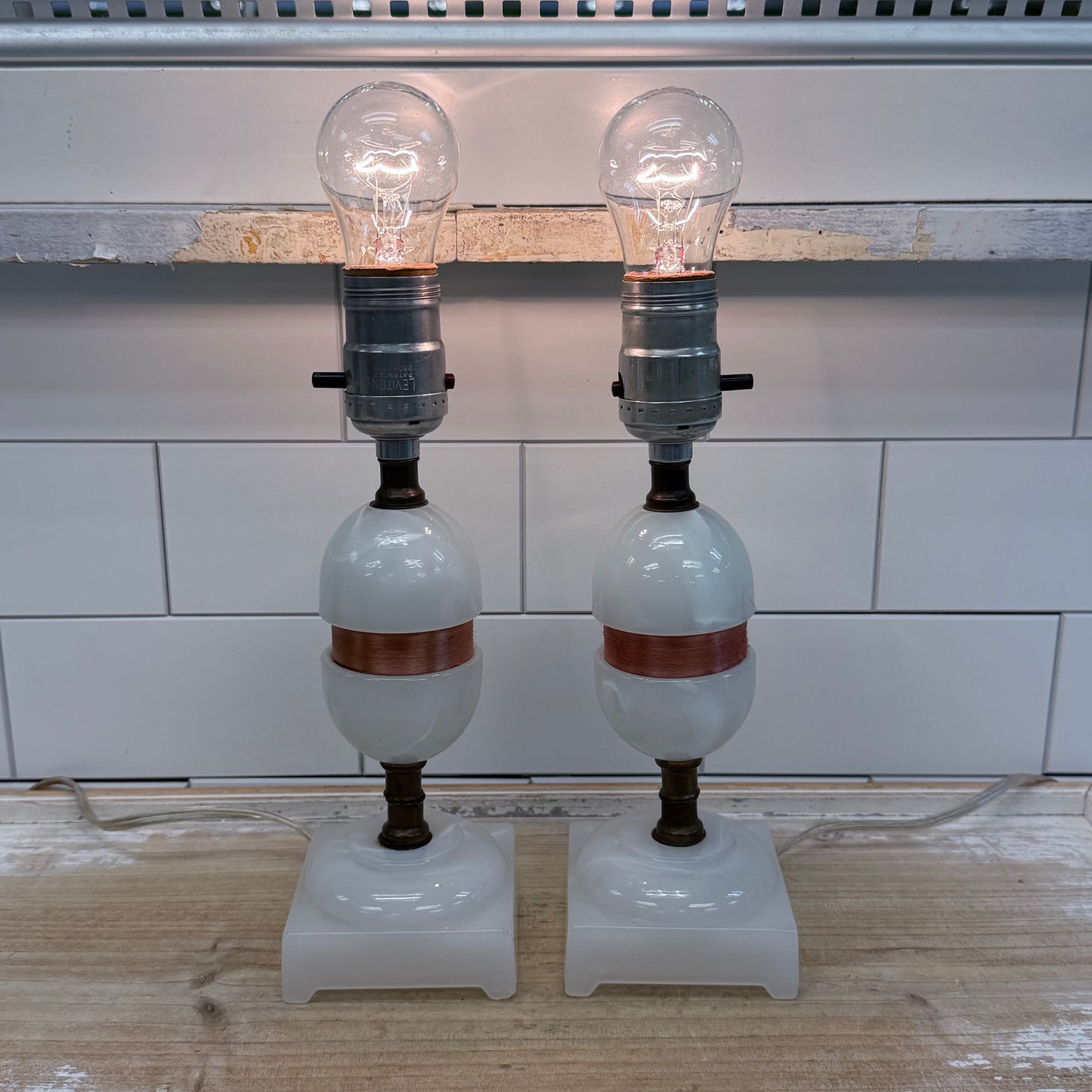 Vintage Milk Glass Accent Lamps Set of 2