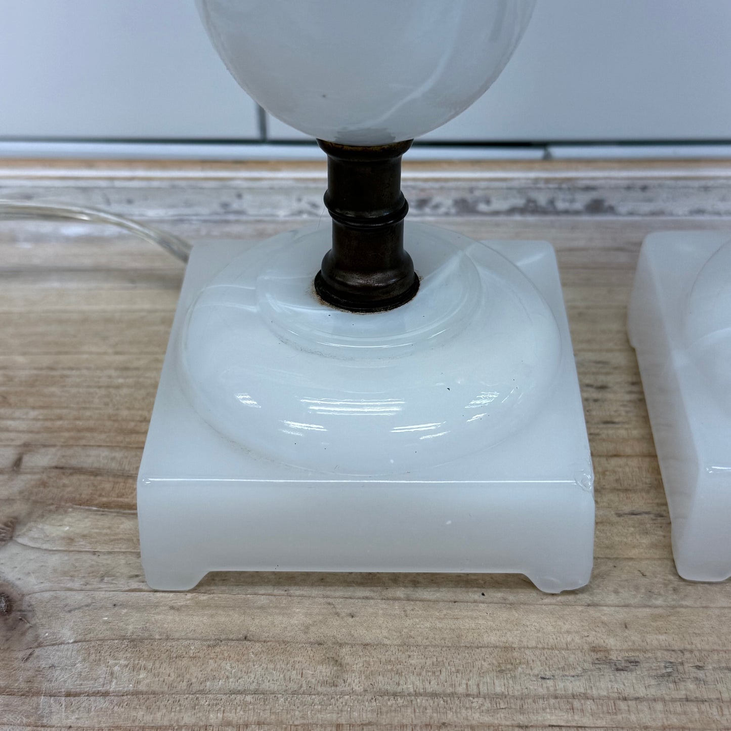 Vintage Milk Glass Accent Lamps Set of 2