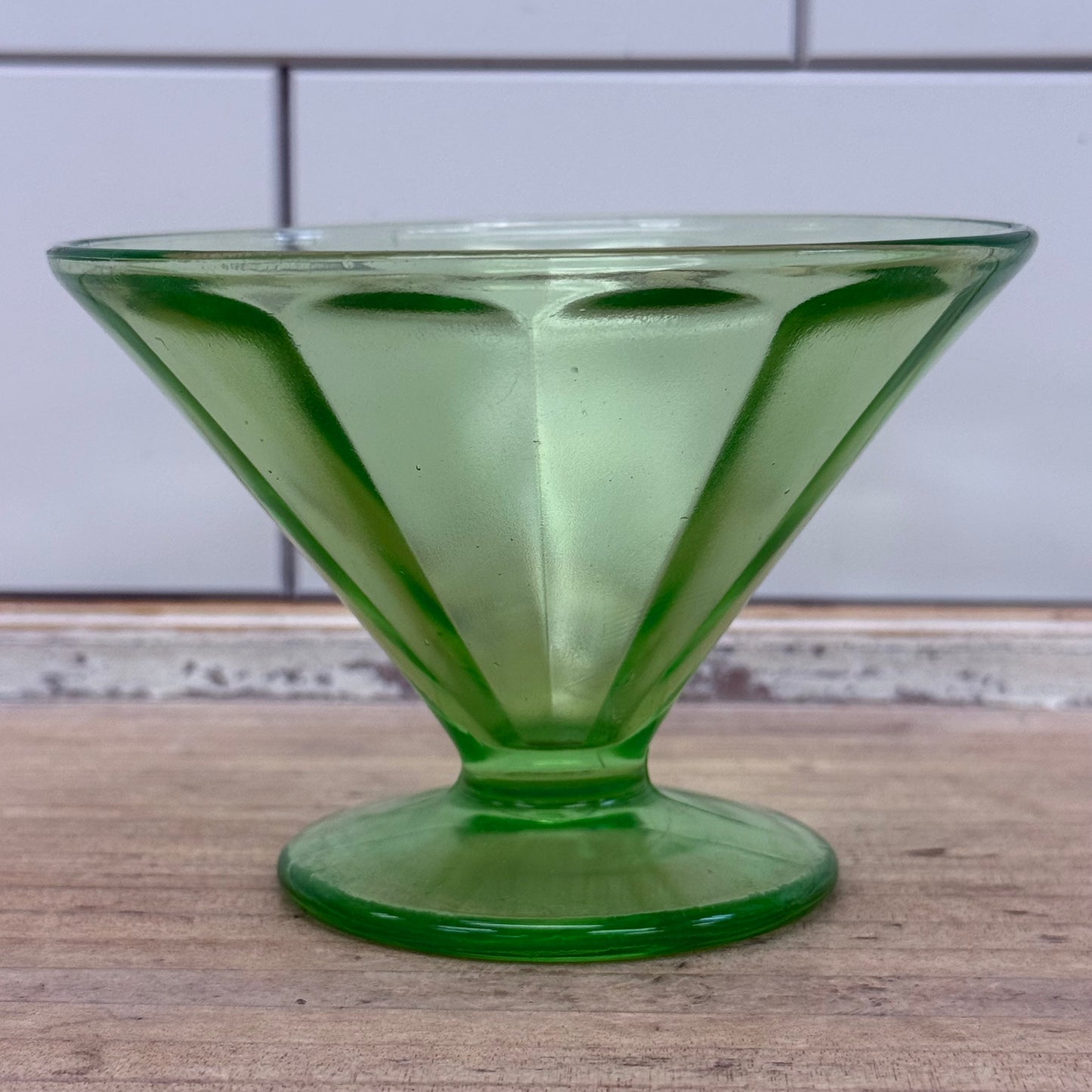Federal Glass Uranium Glass Sherbet Dishes Set of 8