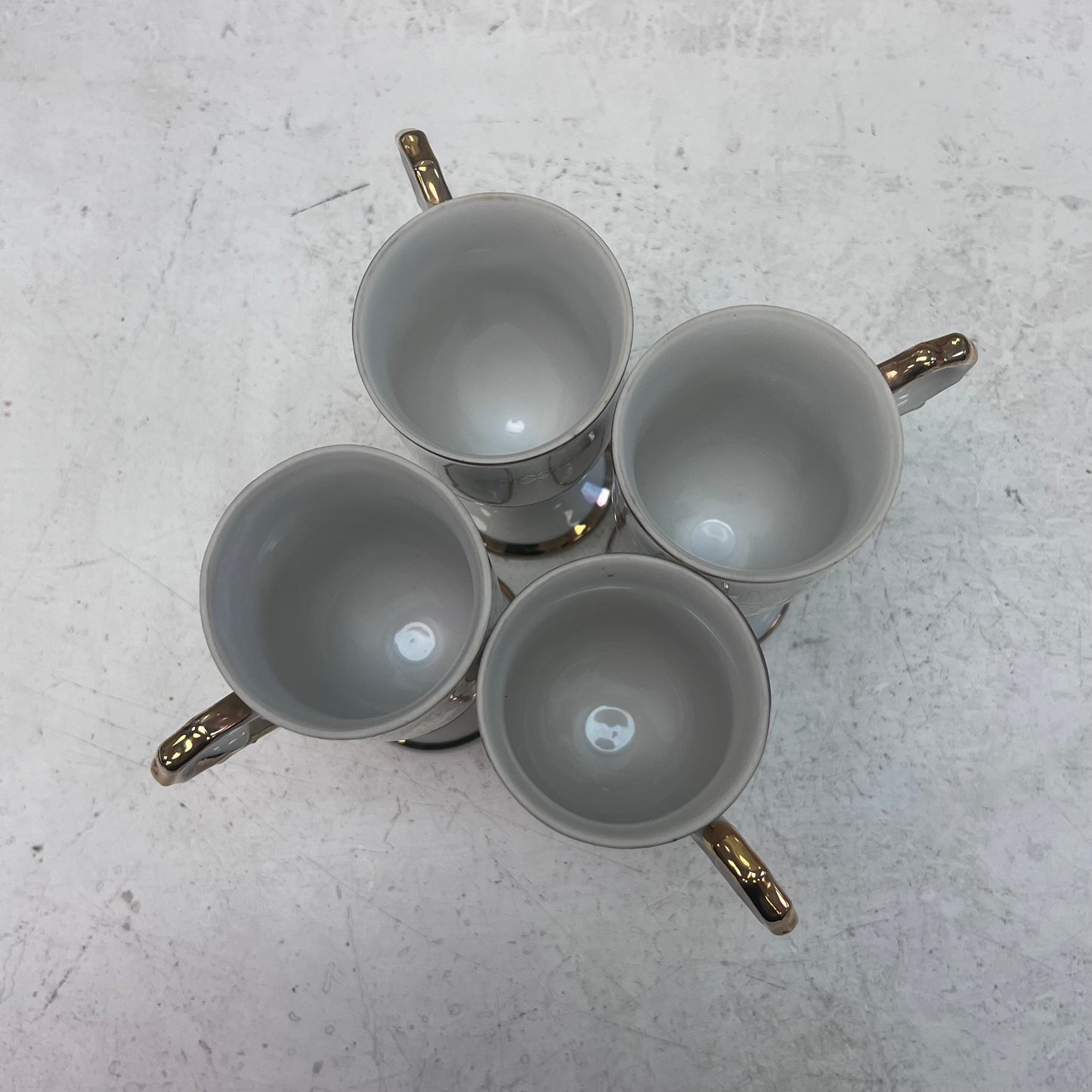 ISCO Honeybee Gilded Porcelain Cup & Saucer, Set of 4