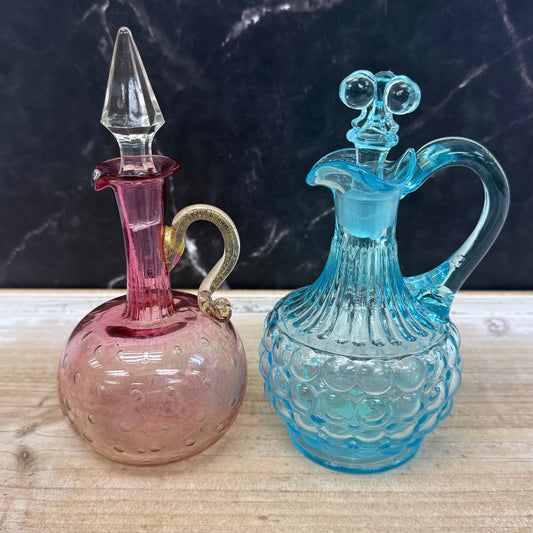 Cruet Set Rare Adams Glass Co Thousand Eye Pattern