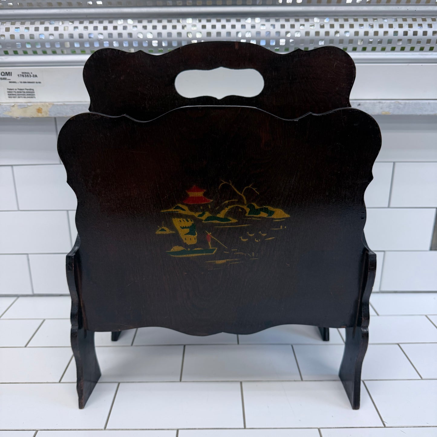 Magazine Rack Hand Painted Vintage 1960s