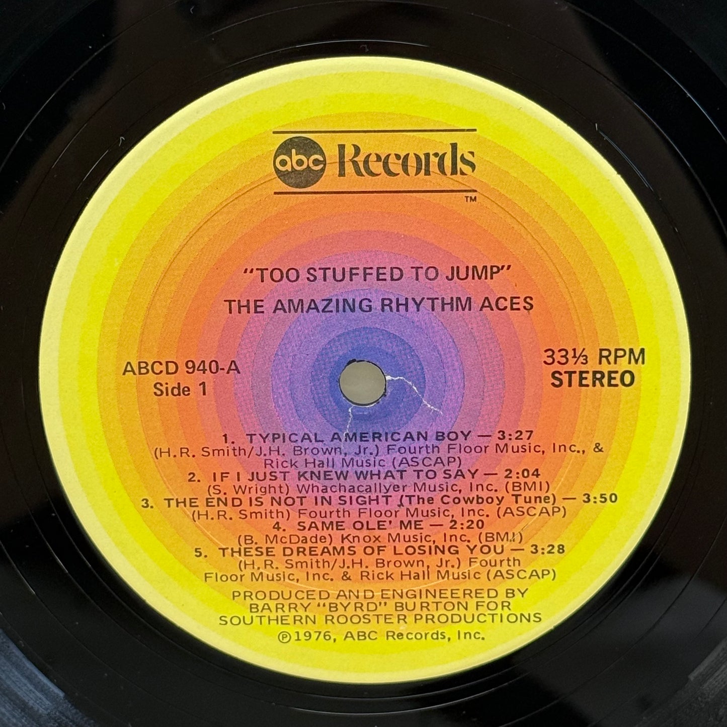 The Amazing Rhythm Aces Too Stuffed to Jump Vinyl LP 1976 ABCD-940