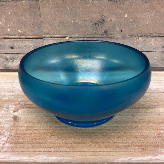 Fenton Celeste Blue Stretch Glass Console Bowl