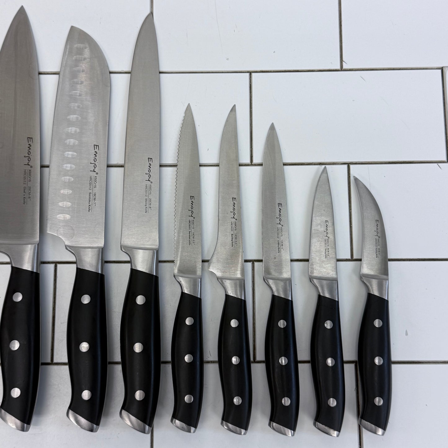 Emojoy Knife Set with Block Set of 12 High Carbon Steel