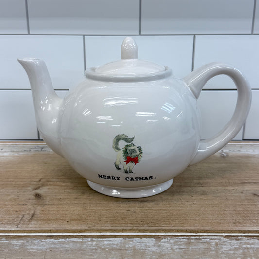 Rae Dunn Merry Catmas Christmas Cat Teapot