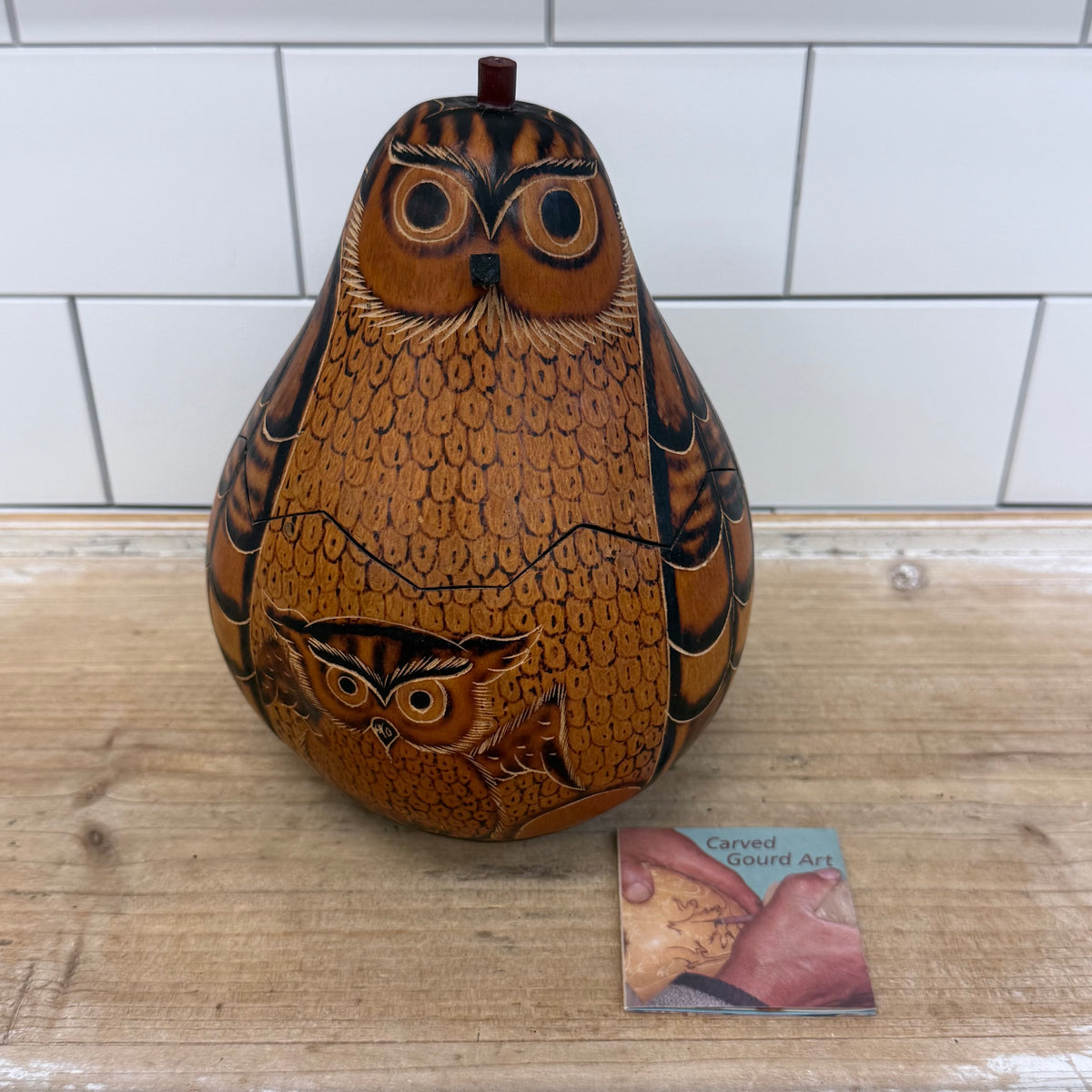 Lucuma Designs Peruvian Carved Gourd Owl Folk Art Box