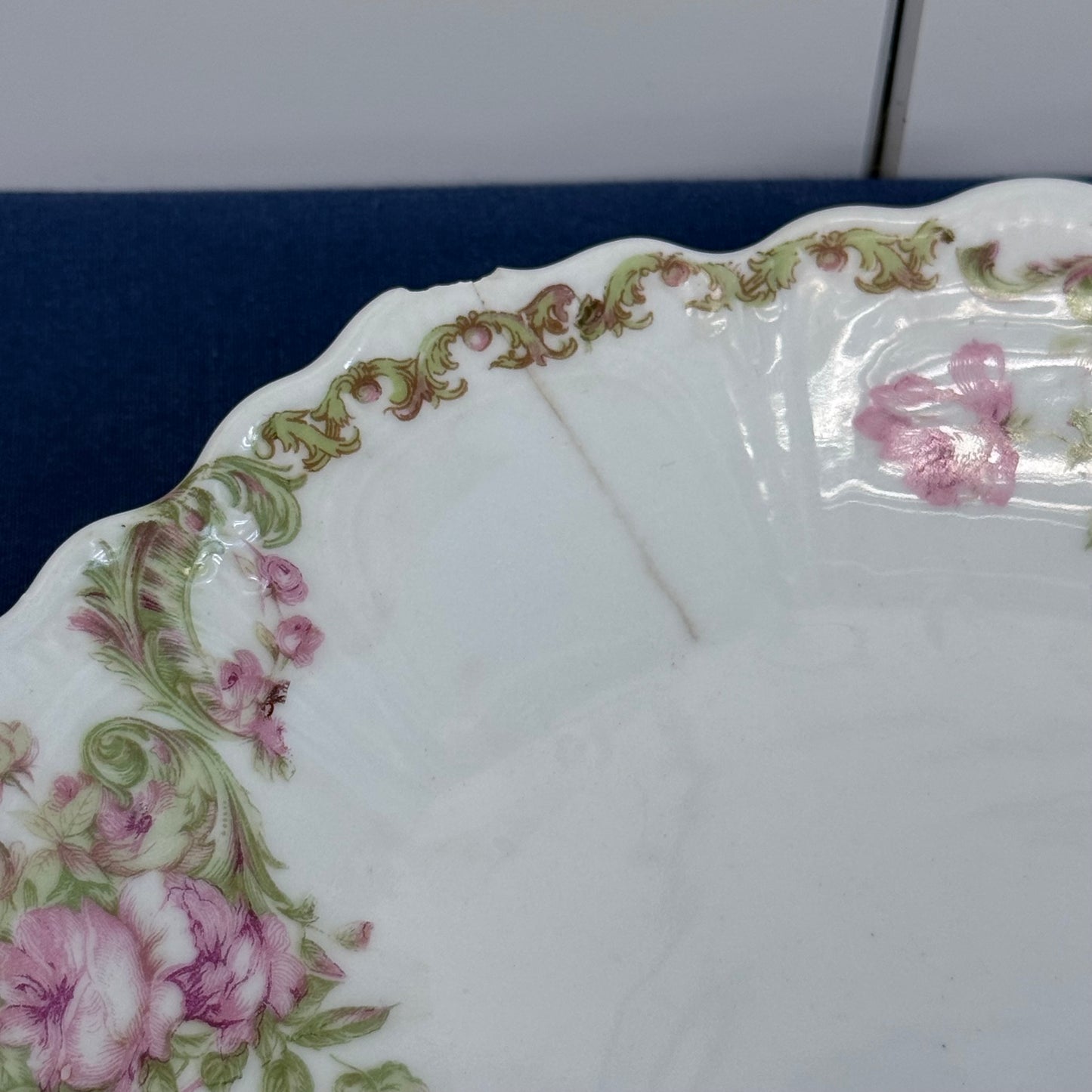Antique Z.S. & Co. Bavaria Pink Rose Salad Plates Set of 3
