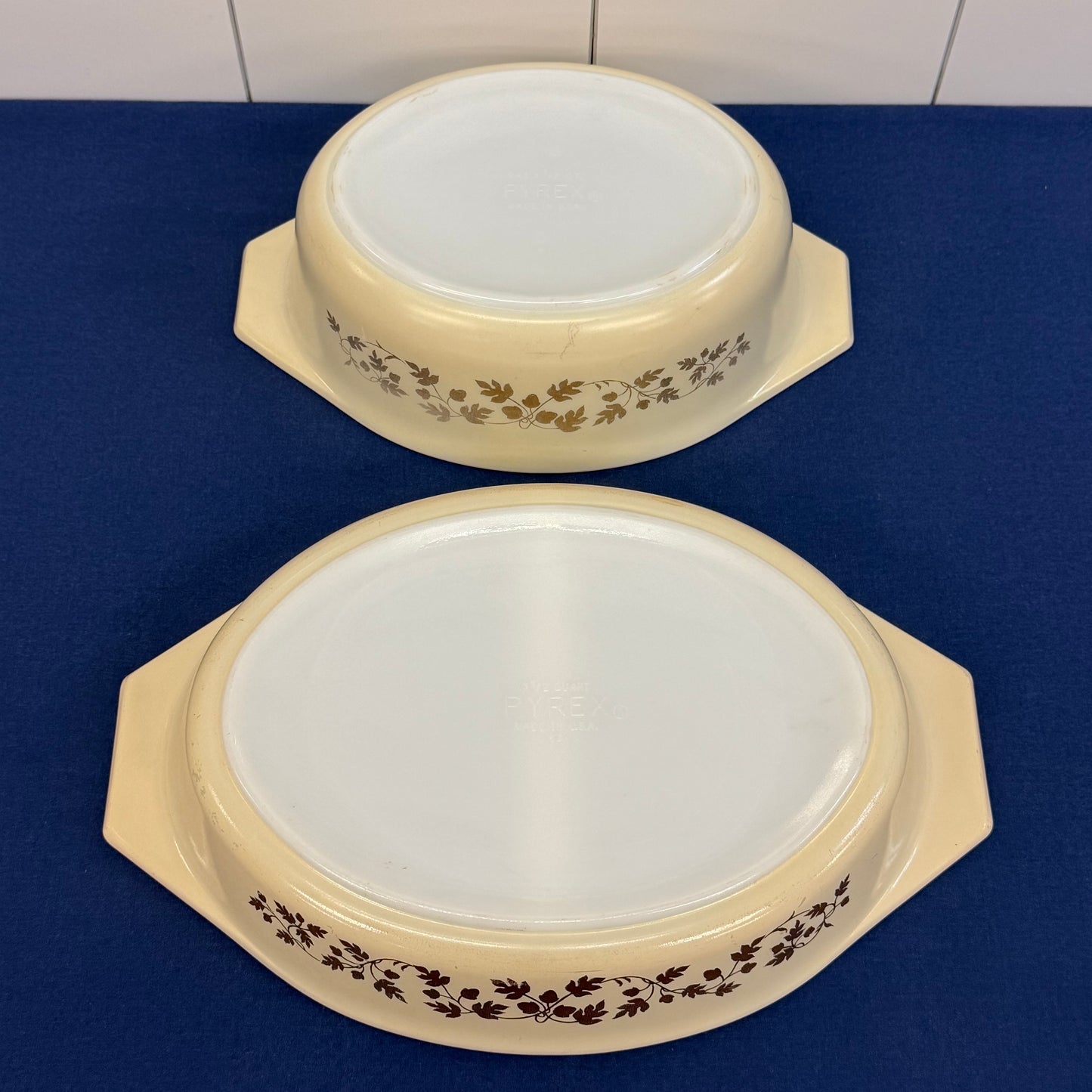 Pyrex Golden Acorn Casserole Dishes Set of 2 Vintage Glass