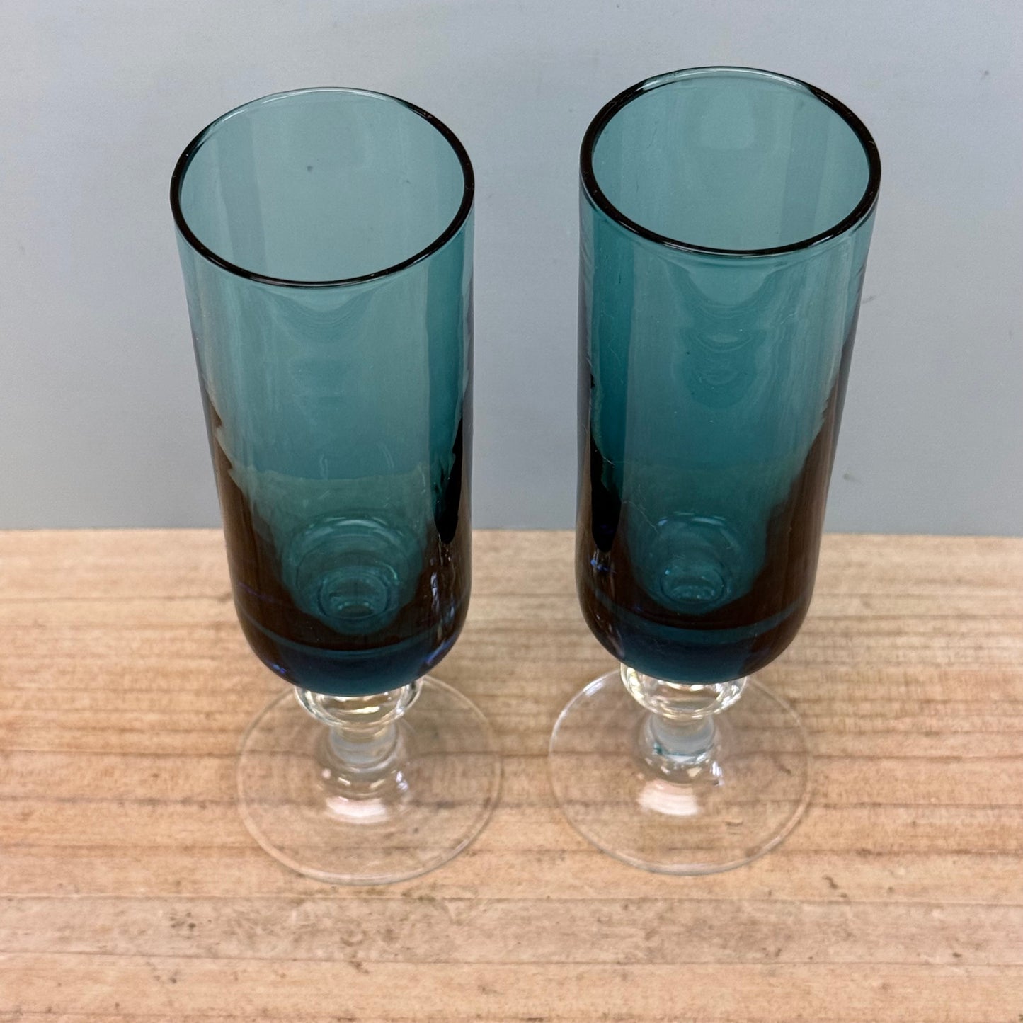 Peacock Blue Glasses, Set of 2