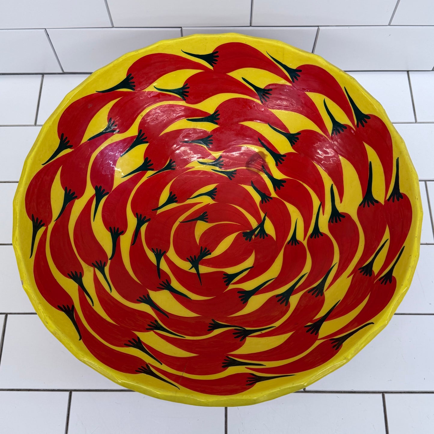 Mexican Art Pottery Chili Pepper Serving Bowl
