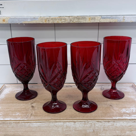 Godinger Drinking Glasses Dublin Ruby Red Set of 4